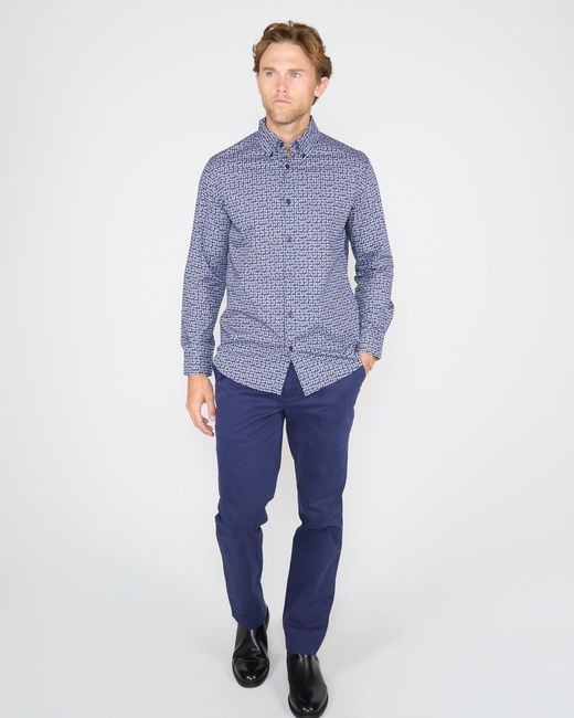 Lords of Harlech Blue Morris Ibiza Petal Shirt for men