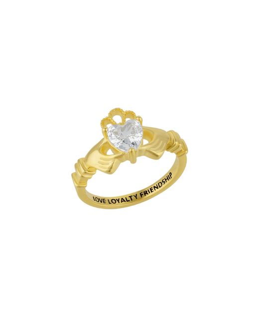 Spero London Metallic Sterling Clear Claddagh Ring