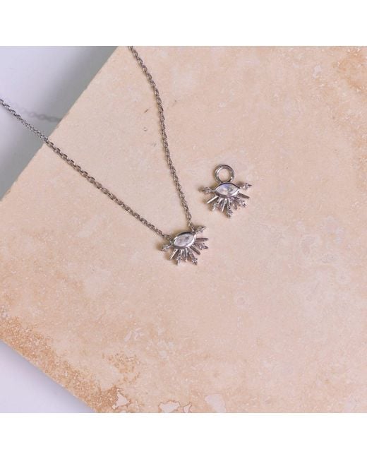 Zohreh White Neutrals Moonstone & Sapphire Sunburst Earring Charm Sterling