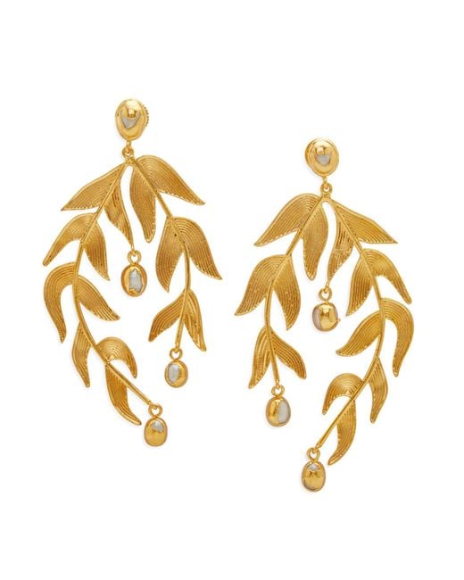 Dhwani Bansal Metallic Sooki Chandelier Earrings With Baroque Pearls