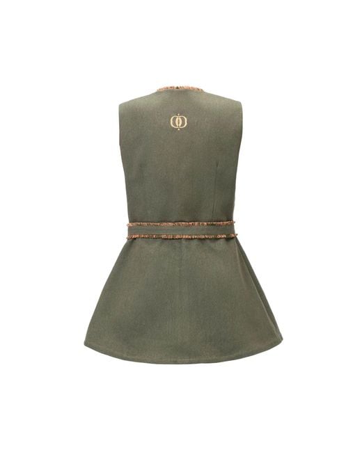 Rondooz Green Hand Painted Denim Mini Dress With Hand Applied Embellishment