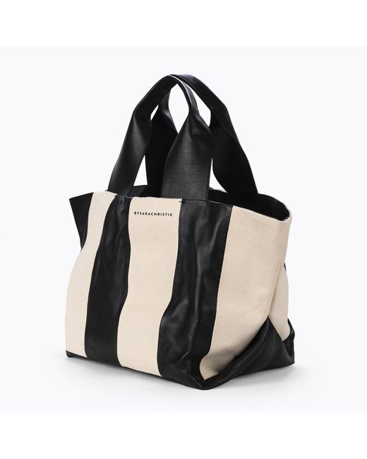 By Sara Christie Black / Neutrals Shorty – Oversized Tote & Clutch – Natural