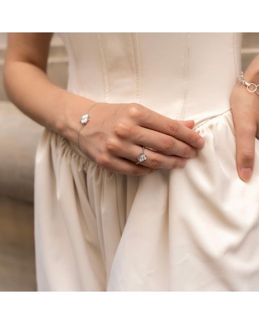 Spero London White Scallop Shell Pearl Sterling Ring