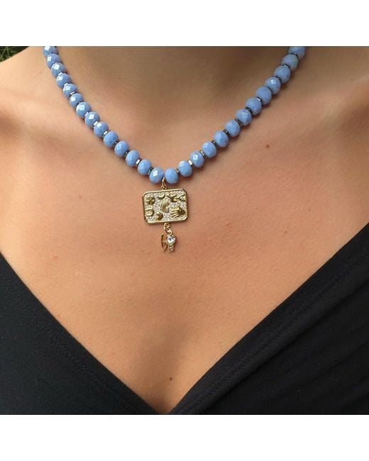 Ebru Jewelry Metallic Love Protective Symbols Choker Necklace