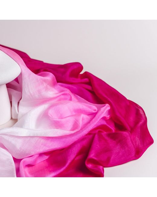 Silk and Bears Pink Hot Ombre Hand-Dyed Silk Scarf – Mulberry Silk Wrap