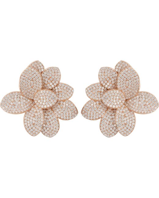 Latelita London Natural Rose Amaryllis Flower Large Stud Earrings Rosegold