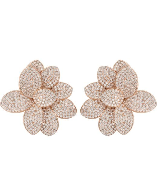 Latelita London Natural Rose Amaryllis Flower Large Stud Earrings Rosegold