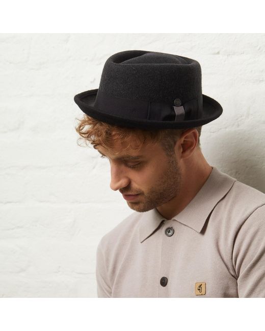 Dasmarca Hats Black Jackson Slate Wool Felt Porkpie Hat for men