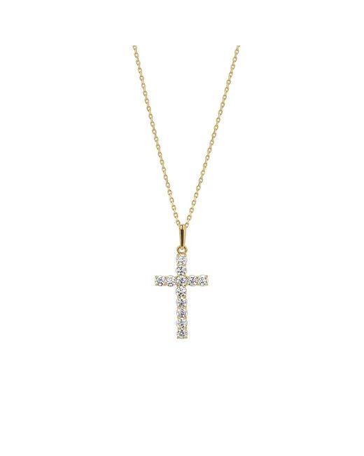 Spero London Metallic 9Ct Solid Jewelled Cross Pendant Necklace