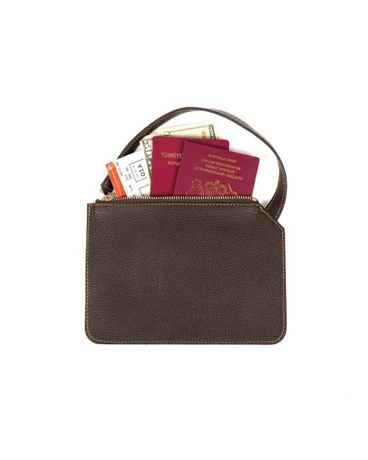 SJW BAGS LONDON Brown Marissa Leather Clutch/Wristlet- Dark Chocolate