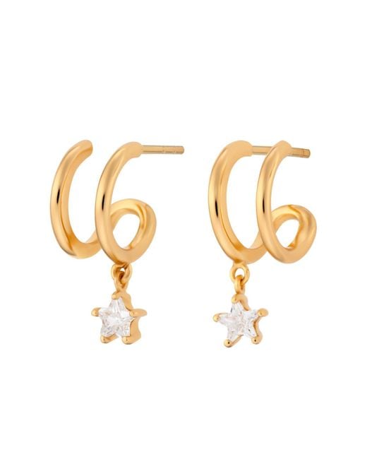 Scream Pretty Metallic Illusion Hoop Earrings With Sparkling Star Drop