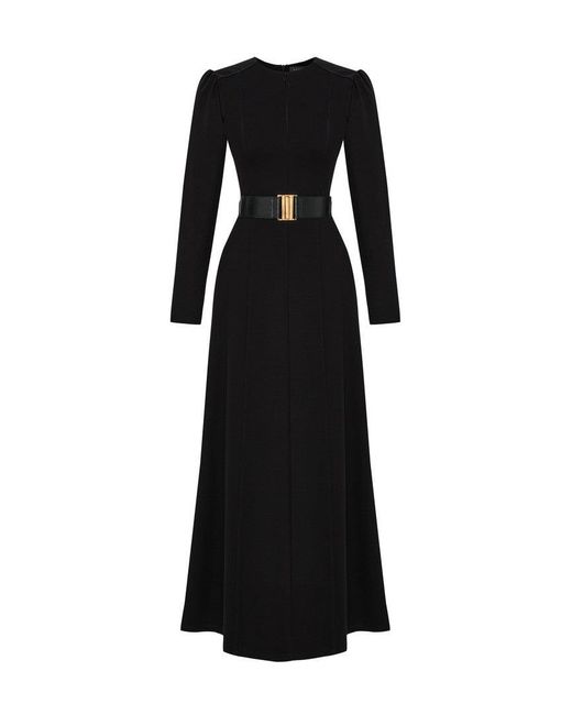 Exquise Black Anthea Belted Maxi Dress