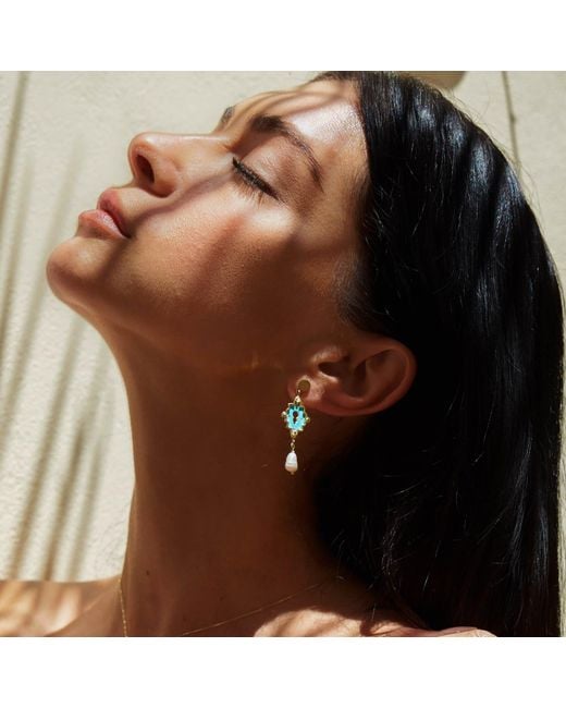 Myrto Katramadou Jewellery Blue Unlocked Pearl Earrings