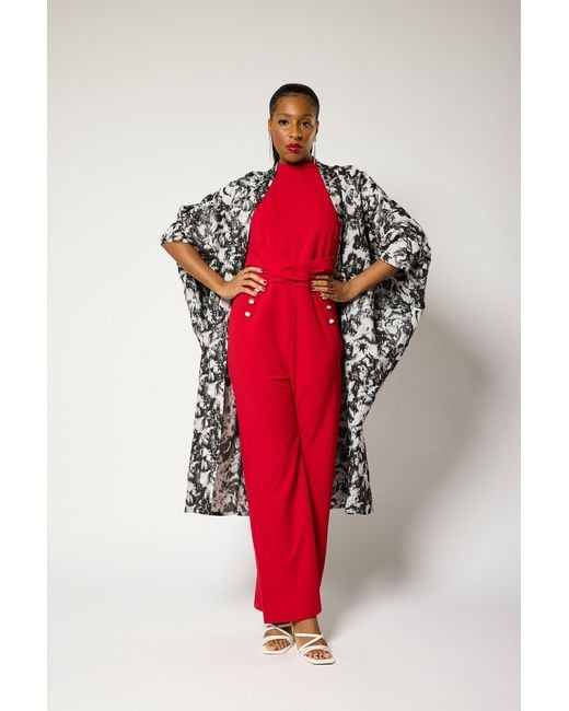 Lioness by Tf Black Monochrome Brocade Kimono Jacket