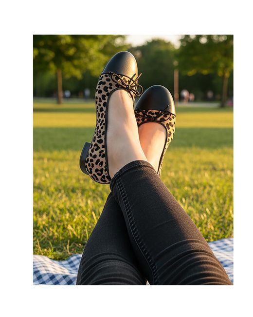 Beautiisoles by Robyn Shreiber Made in Italy Black Neutrals Beatrice Animal Printed Suede Comfortable Elegant Flat Ballerina