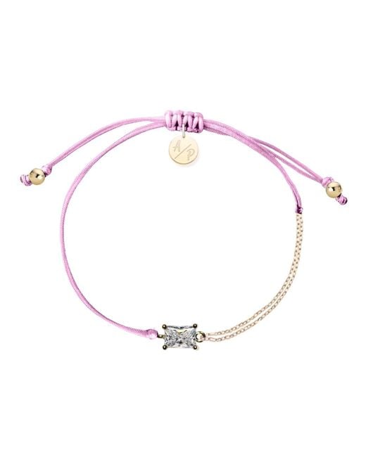 Adriana Pappas Designs Pink Cz Emerald Cut Bracelet On Colored Cord