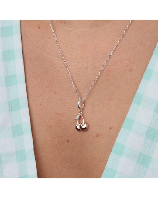 Lily Charmed Metallic Rose Sterling Cherry Charm Necklace