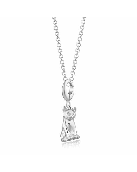 Lily Charmed Metallic Sterling Cat Charm Necklace