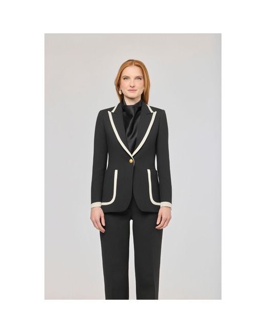 The Extreme Collection Black Blazer With Contrast Piping Laurent