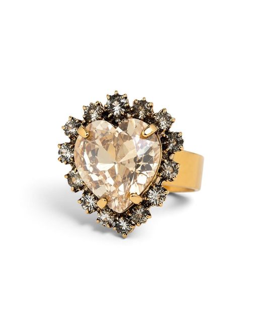 Vstyle Metallic Amore Golden Heart Swarovski Crystal Ring
