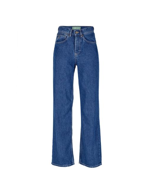 Flax and Loom Blue Etta Wide Jean In Wood Denim Long Leg