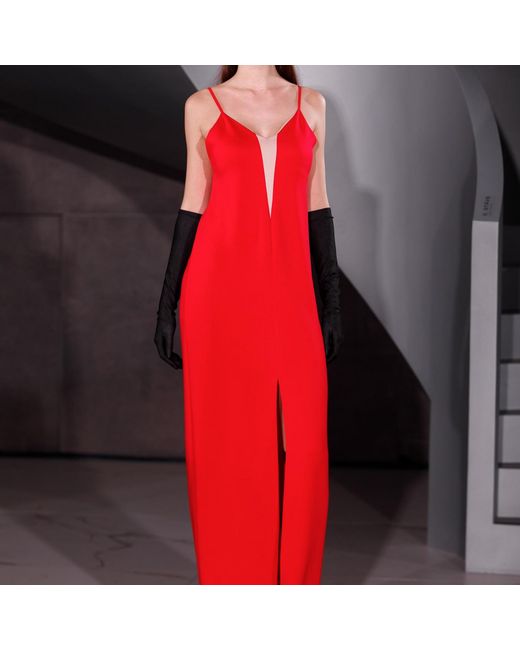 Laura Daili Red Neutrals Scarlet Elegance Maxi Dress