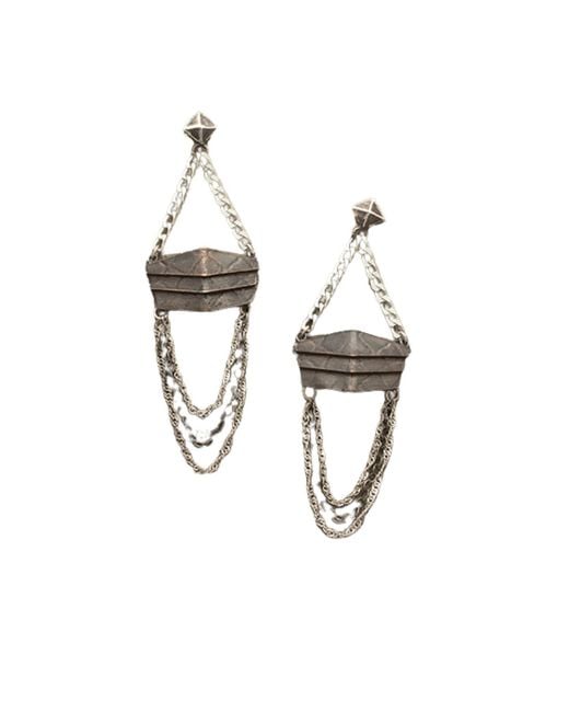 Zula Jewelry + Design Metallic Shield Bravery Chandelier Earrings