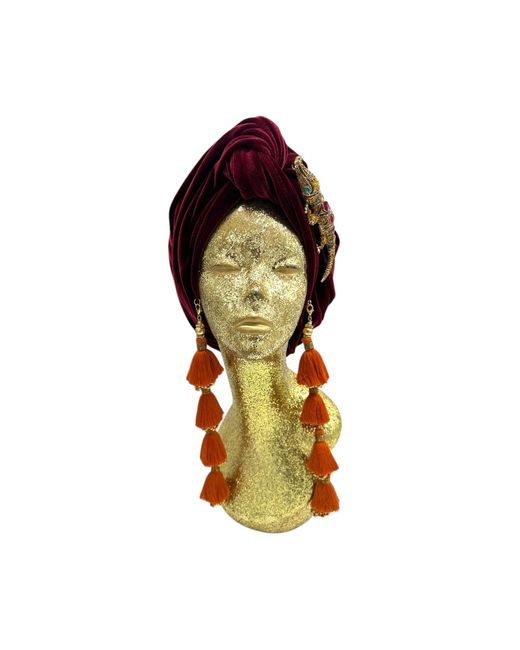 Julia Clancey Red Malbec Ruby Alligator Dorado Turban