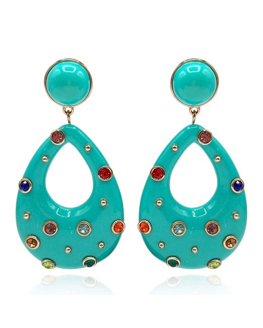 Michael Nash Jewelry Green Estelle Studded Resin Large Hoop Earrings