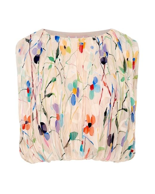 Traffic People White Neutrals Splendour & Sass Pastel Floral Cropped Falls Top