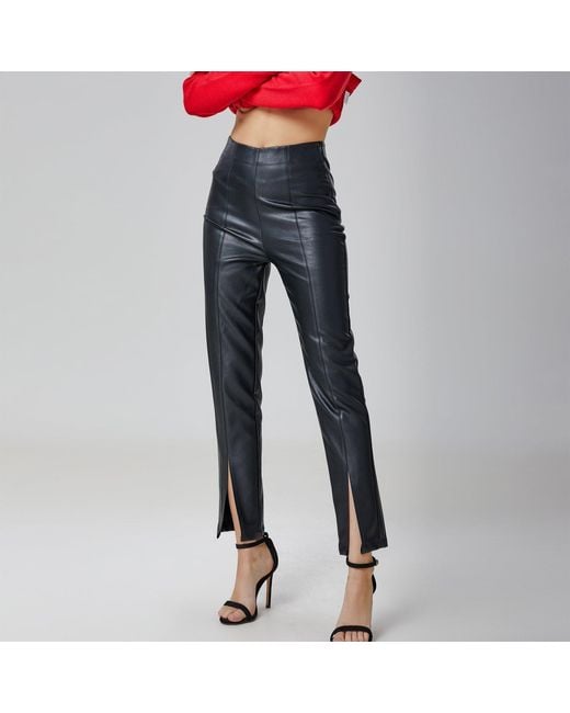 Smart and Joy Gray Pu Cigarette Pants
