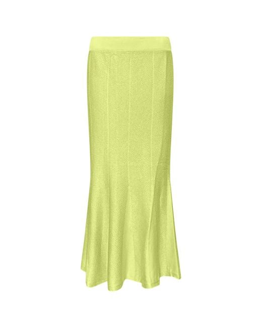 Perlavera Yellow Pony Apple Knitted Elastic Waist Band Skirt