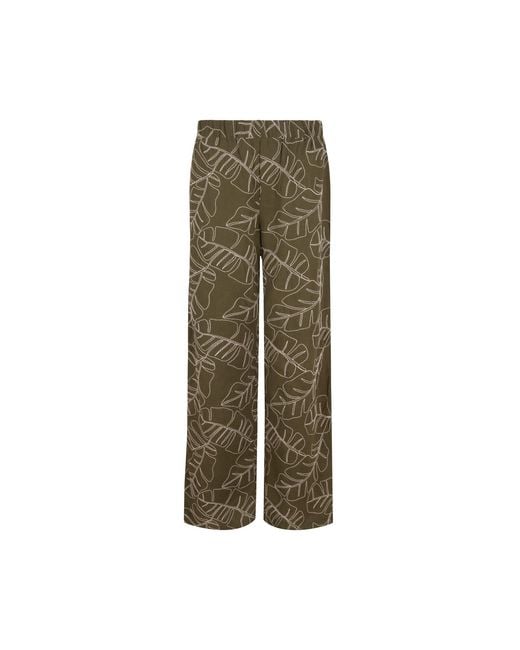 Gunda Hafner Ltd Green Embroidered Cotton Viscose Blend Trousers
