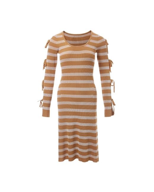 Fully Fashioning Brown Neutrals Alexandra Lacing Knit Dress
