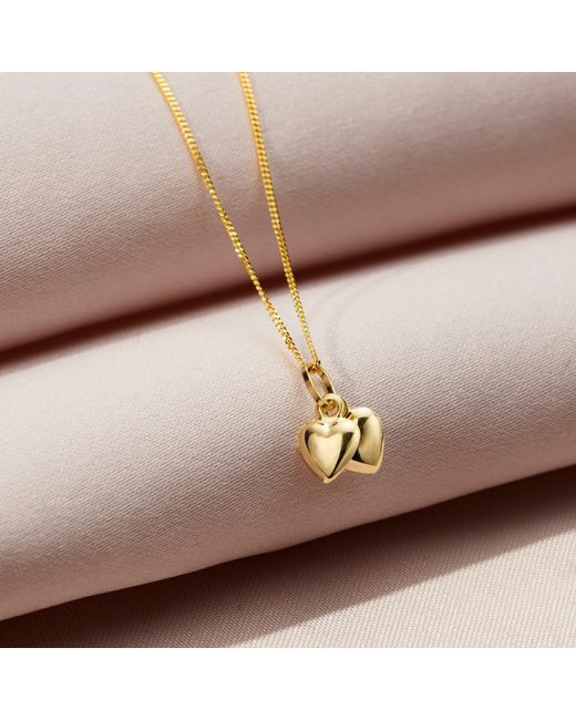 Posh Totty Designs Metallic Gold Double Heart Charm Necklace