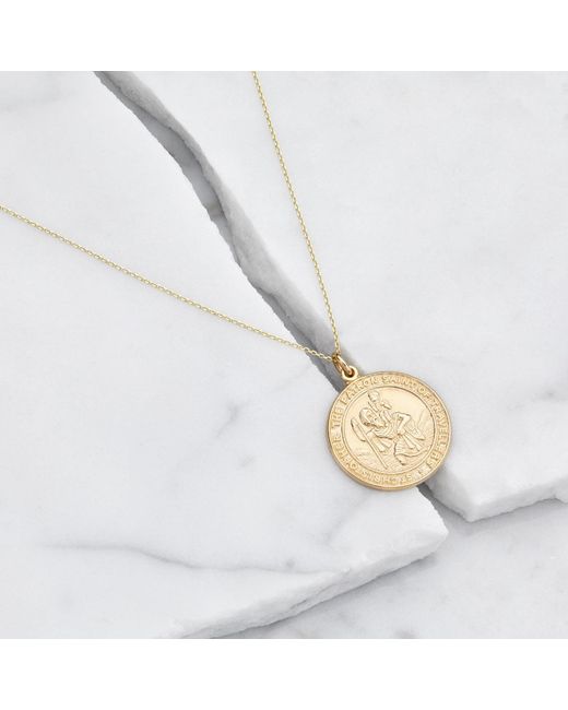 Lily & Roo Metallic Solid Large Round St Christopher Medallion Necklace