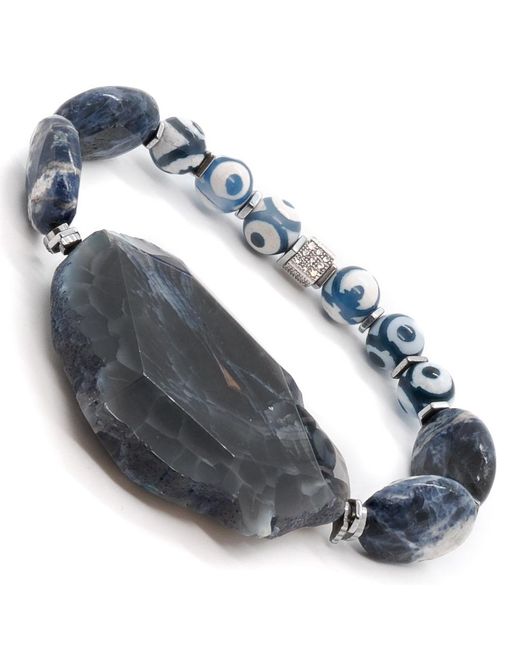 Ebru Jewelry Blue Natural Agate Stone Emotional Balance Bracelet