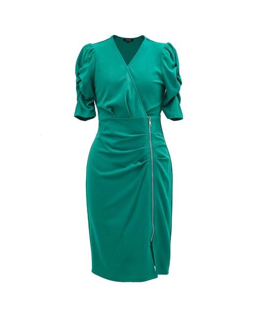 Smart and Joy Green Jersey Dress With Zip Side