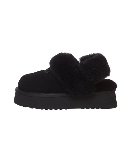 EverAu Australia Black Fantail Leather Slippers With Two Removable Straps
