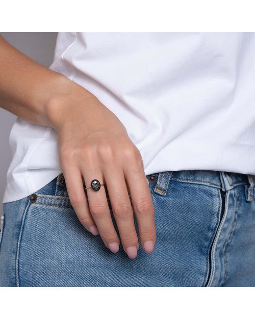Kate Koel Black Oval Galaxy Cocktail Ring