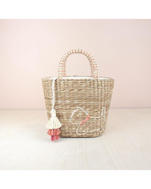 LIKHÂ Natural Mini Tote Bag With Embroidered Westie