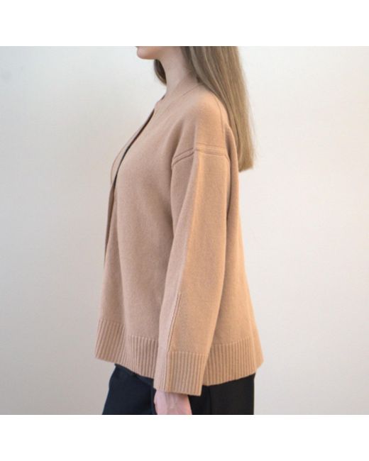 Nuvv Collection Natural Button Front Long Sleeve Fine Wool Cardigan Italianwool Yarn