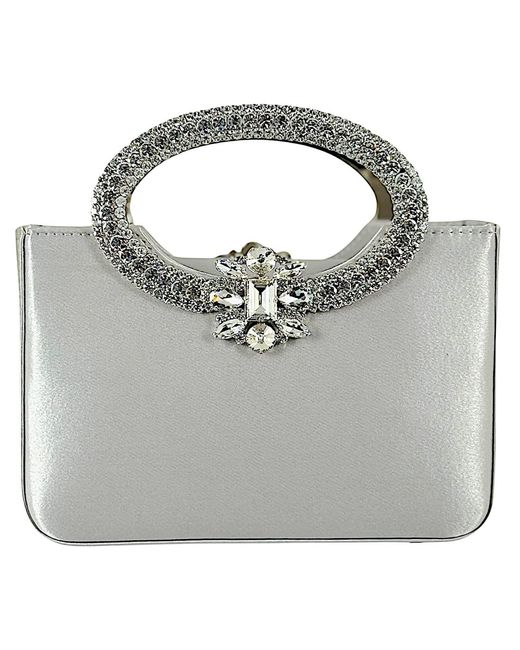 DAMAPREZIOSA Metallic Dama Venus Satin Jewel Clutch