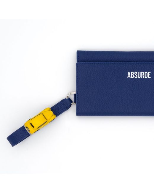 Absurde Blue Parking Leather Bifold Wallet With Car