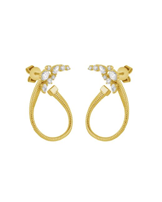 Artisan Metallic Diamond Designer Hoop Earrings