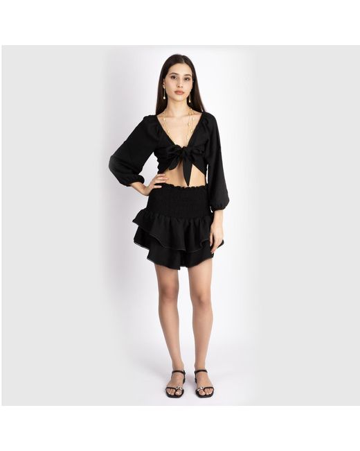 Ilvi Black Melena Crop Blouse & Skirt Set
