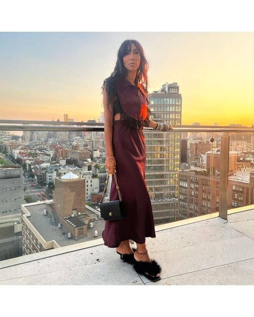 L2R THE LABEL Purple Burgundy Satin Amal Slip Skirt