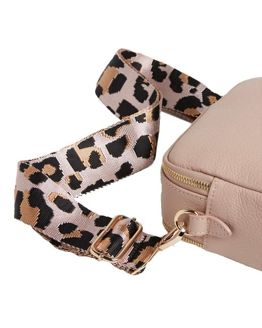 Betsy & Floss Pink Verona Crossbody Tassel Blush Bag With Dark Leopard Strap