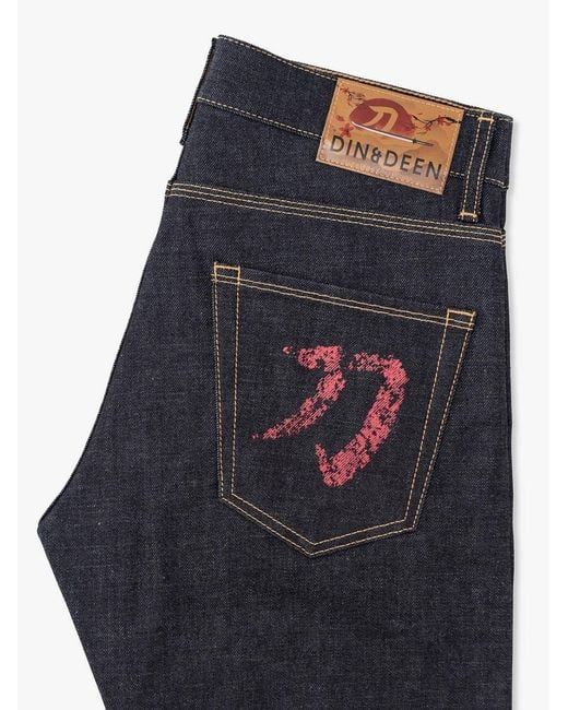 Din & Deen Blue Slim Fit Selvedge Denim Jeans Katana Collection for men