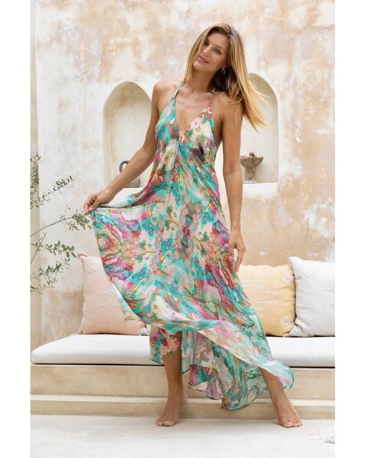 Sophia Alexia Blue Liquid Silk Ibiza Dress